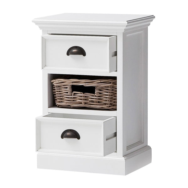 HomeRoots 24" White Solid Wood Two Drawer Nightstand - Elegant Storage Solution for Bedrooms & Living Spaces 397615
