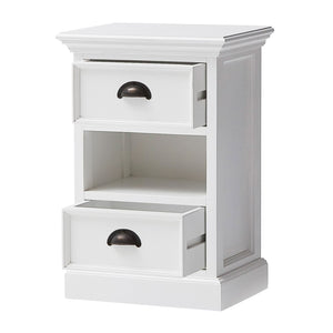 HomeRoots 24" White Solid Wood Two Drawer Nightstand - Elegant Storage Solution for Bedrooms & Living Spaces 397615
