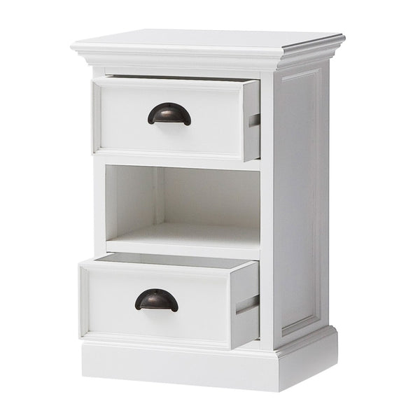 HomeRoots 24" White Solid Wood Two Drawer Nightstand - Elegant Storage Solution for Bedrooms & Living Spaces 397615