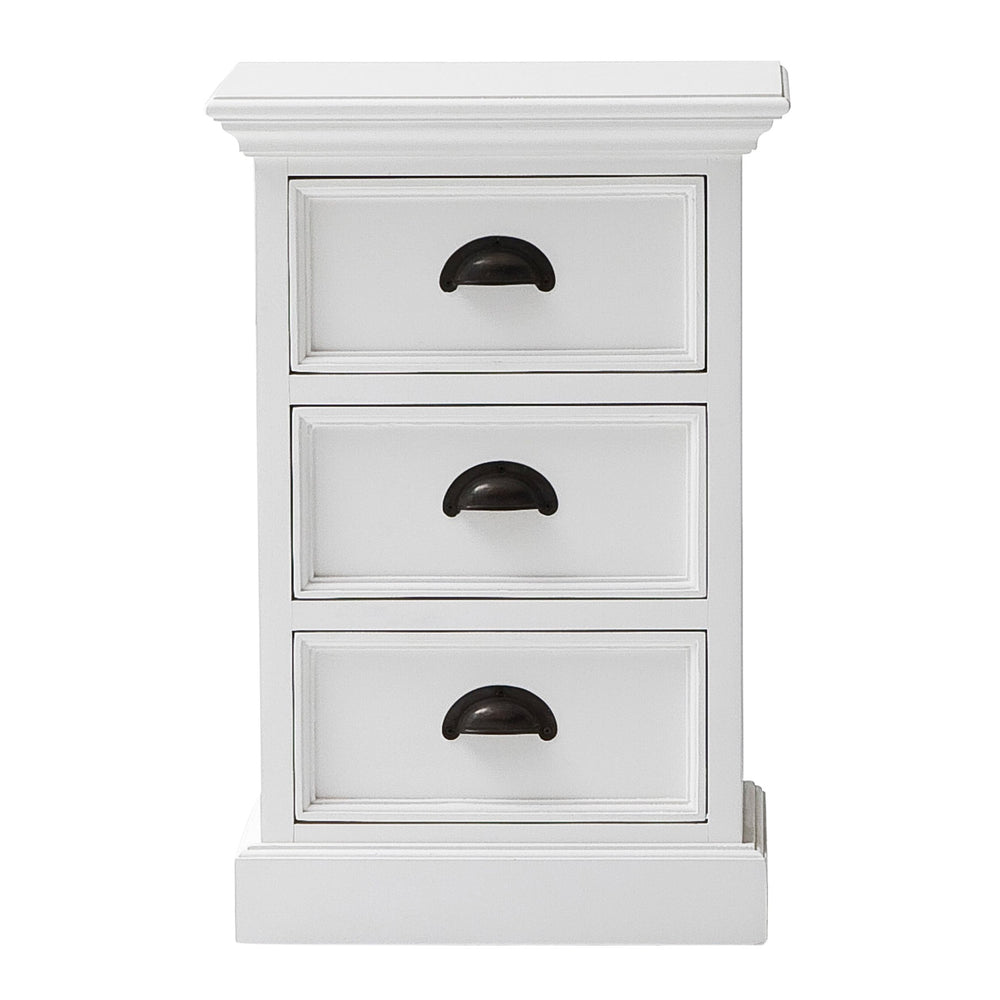 Homeroots Classic White Three Drawer Nightstand   397616