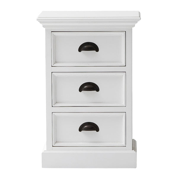 Homeroots Classic White Three Drawer Nightstand   397616