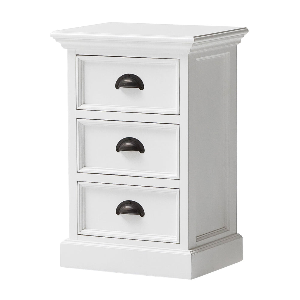 Homeroots Classic White Three Drawer Nightstand   397616