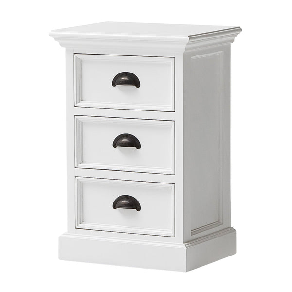 Homeroots Classic White Three Drawer Nightstand   397616