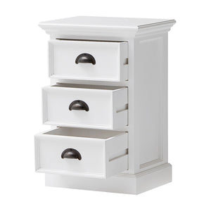 Homeroots Classic White Three Drawer Nightstand   397616