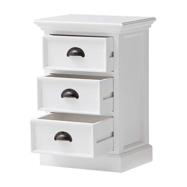 Homeroots Classic White Three Drawer Nightstand   397616