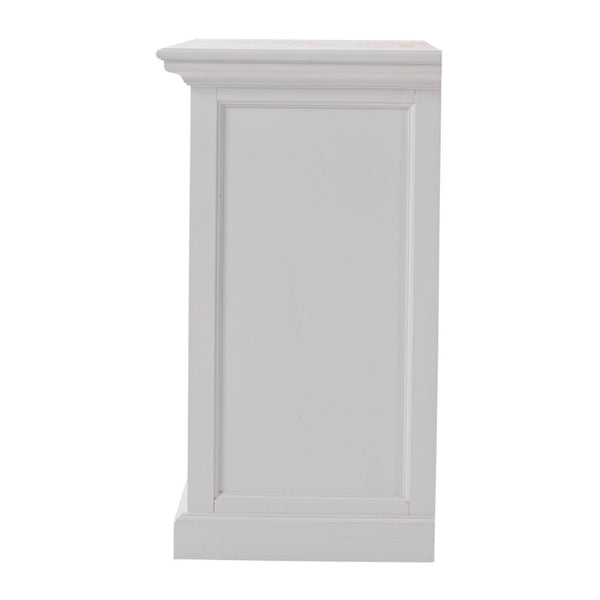 Classic Three Drawer Nightstand in White Finish Elegant Bedroom Storage Furniture