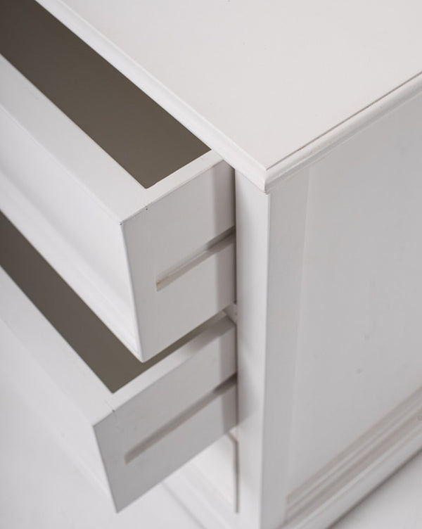 Classic Three Drawer Nightstand in White Finish Elegant Bedroom Storage Furniture