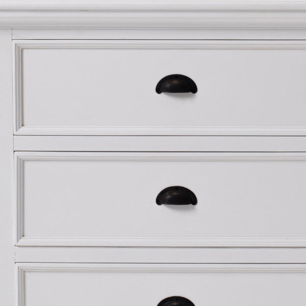 Classic Three Drawer Nightstand in White Finish Elegant Bedroom Storage Furniture