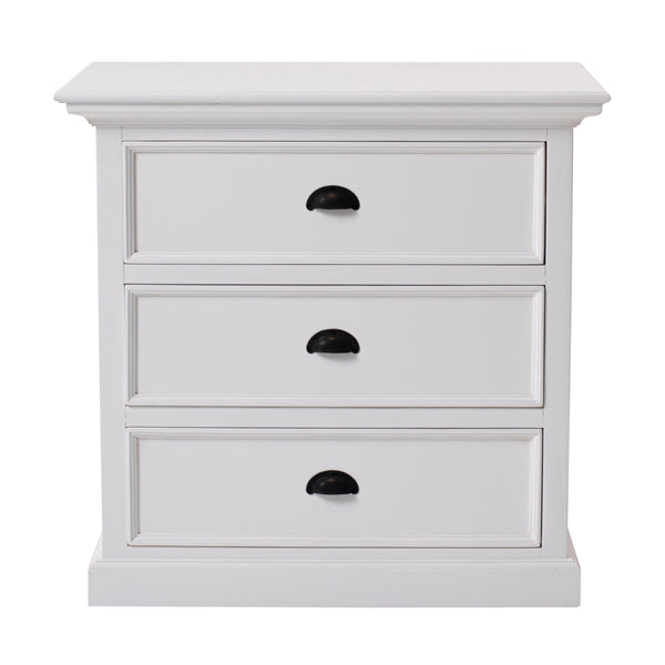 Homeroots Classic White Large Three Drawer Nightstand   397618