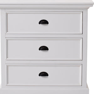 Homeroots Classic White Large Three Drawer Nightstand   397618