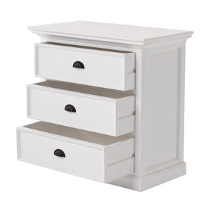 Homeroots Classic White Large Three Drawer Nightstand   397618