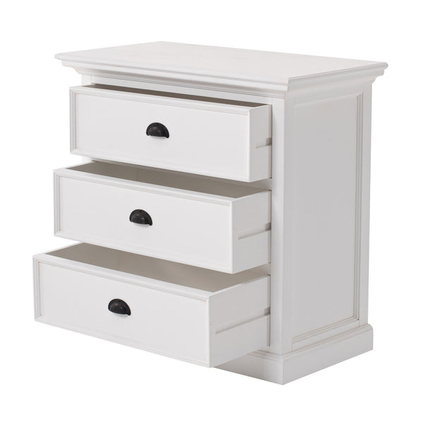 Homeroots Classic White Large Three Drawer Nightstand   397618