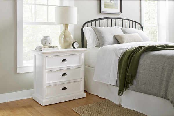 Homeroots Classic White Large Three Drawer Nightstand   397618