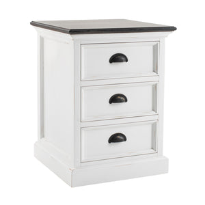 Homeroots 24" White And Brown Three Drawer Wood Nightstand   397619