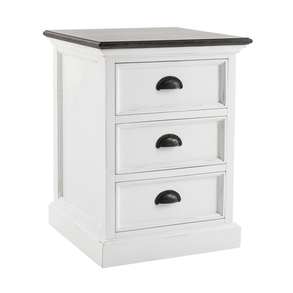 Homeroots 24" White And Brown Three Drawer Wood Nightstand   397619