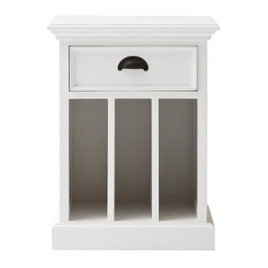 HomeRoots 24" Solid Wood Nightstand with Chic White Finish, Versatile Storage & Metal Accents for Any Room 397620