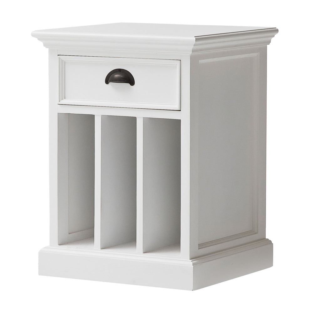 Homeroots Classic White Nightstand With Dividers   397620