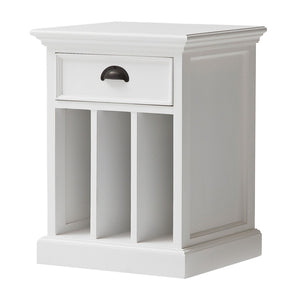 HomeRoots 24" Solid Wood Nightstand with Chic White Finish, Versatile Storage & Metal Accents for Any Room 397620