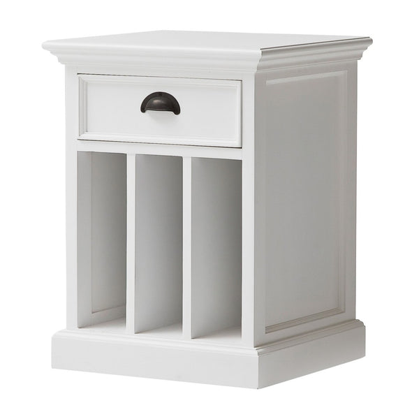 HomeRoots 24" Solid Wood Nightstand with Chic White Finish, Versatile Storage & Metal Accents for Any Room 397620
