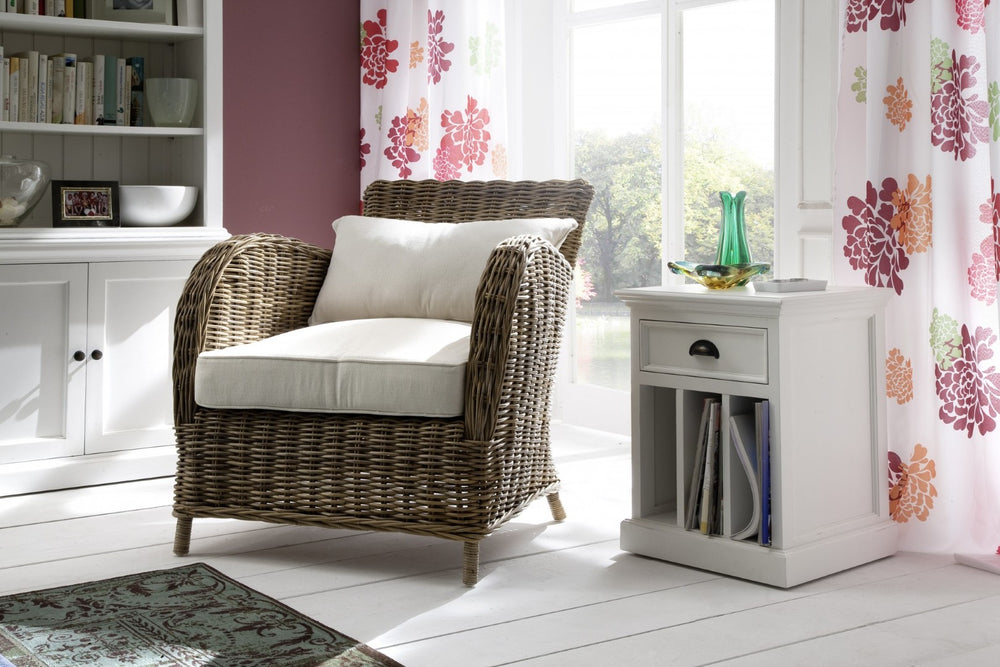 HomeRoots 24" Solid Wood Nightstand with Chic White Finish, Versatile Storage & Metal Accents for Any Room 397620