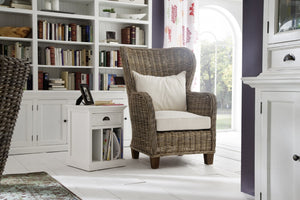 HomeRoots 24" Solid Wood Nightstand with Chic White Finish, Versatile Storage & Metal Accents for Any Room 397620