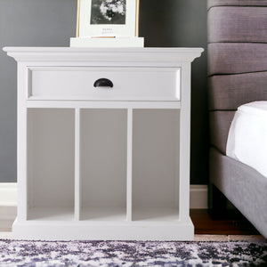 Homeroots 31" Distressed White Wood Nightstand With Dividers   397621