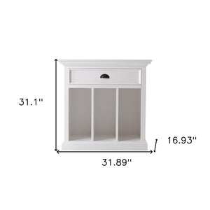 Homeroots 31" Distressed White Wood Nightstand With Dividers   397621