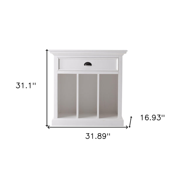 Homeroots 31" Distressed White Wood Nightstand With Dividers   397621