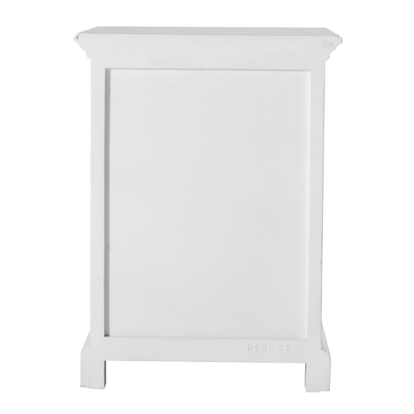 HomeRoots 24" White Solid Wood Nightstand - Distressed Vintage Design with Drawer & Open Shelf for Storage 397622