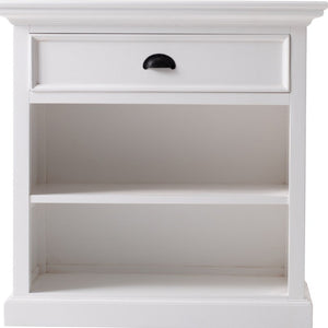 Classic White Nightstand with Open Shelving for Elegant Bedroom Storage Organization