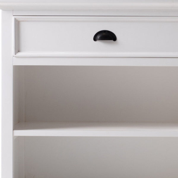 Classic White Nightstand with Open Shelving for Elegant Bedroom Storage Organization