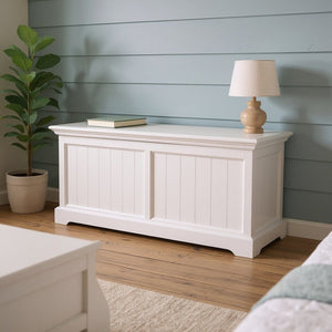HomeRoots 55" White Solid Wood Chest - Elegant Farmhouse Storage Solution with Durable Design for Any Room 397652
