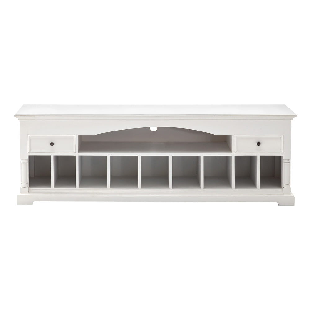 Homeroots 71" White Solid Console Table With Shelves And Drawers   397653
