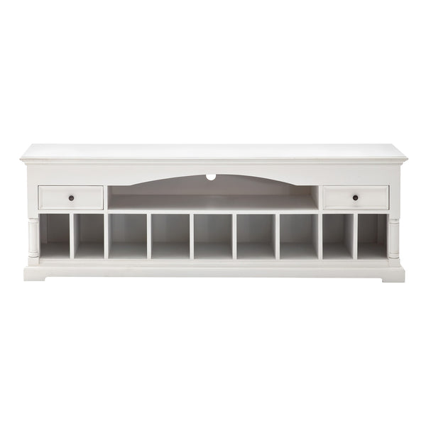 Homeroots 71" White Solid Console Table With Shelves And Drawers   397653