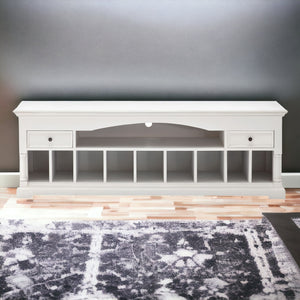 Homeroots 71" White Solid Console Table With Shelves And Drawers   397653