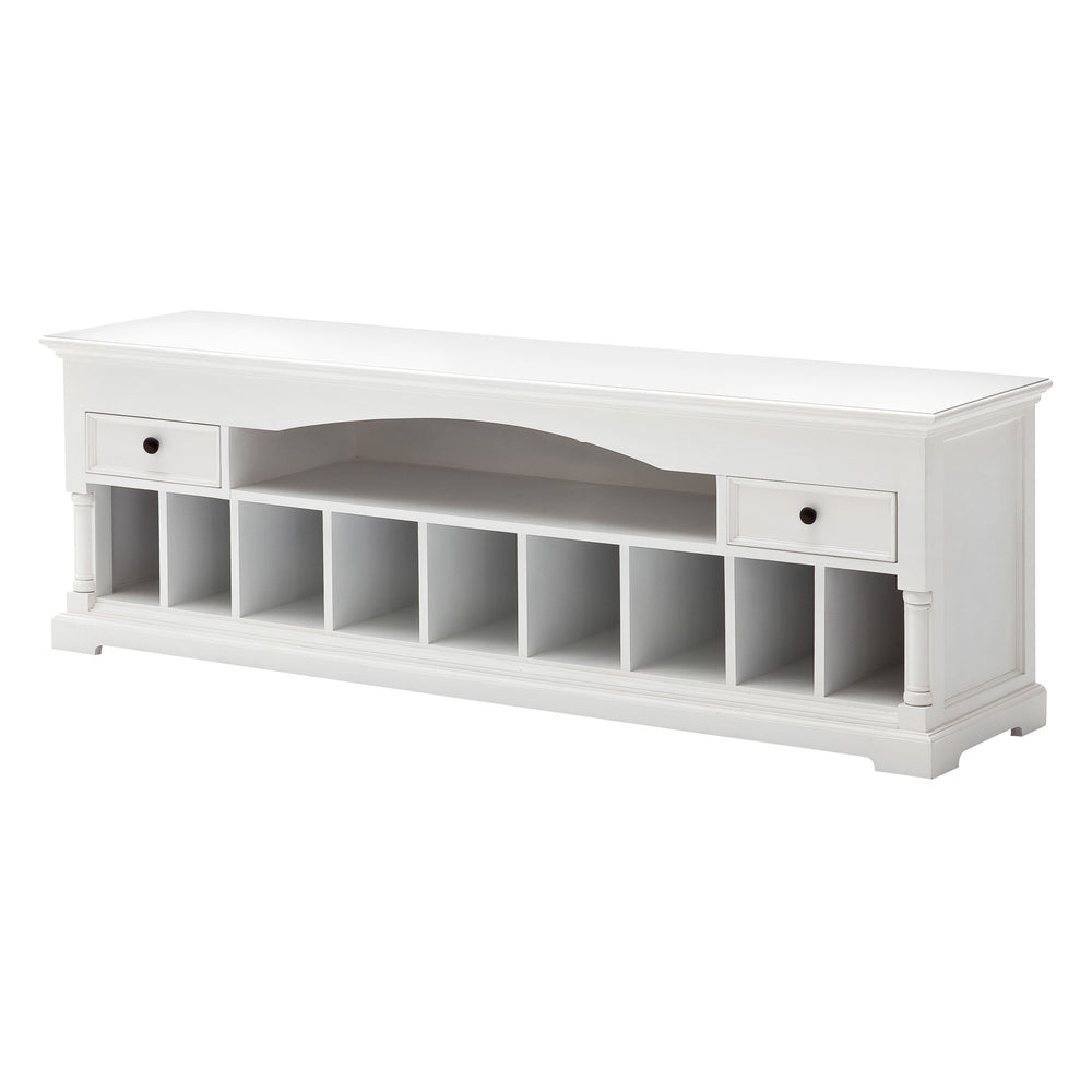 Homeroots 71" White Solid Console Table With Shelves And Drawers   397653