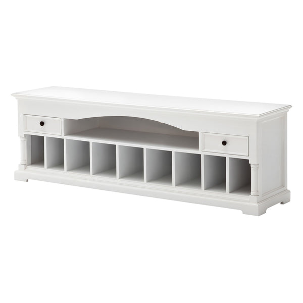 Homeroots 71" White Solid Console Table With Shelves And Drawers   397653
