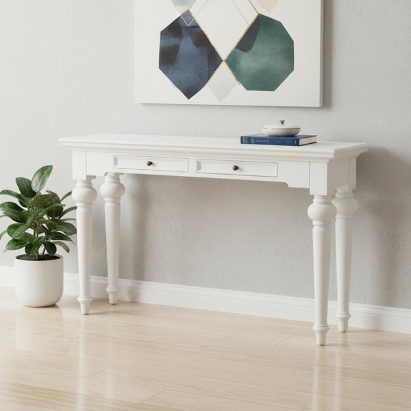 HomeRoots 55" White Console Table - Elegant Storage Solution for Entryway, Living Room & Narrow Spaces 397655