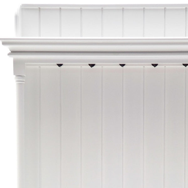 Homeroots Classic White Hall Tree Coat Rack With Drawers  Mahogany 397660