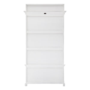 Homeroots Classic White Hall Tree Coat Rack With Drawers  Mahogany 397660