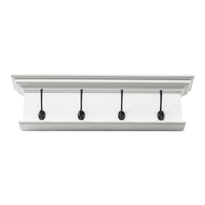 Homeroots 28" Classic White Wood Four Hook Hanging Coat Rack  Mahogany 397661