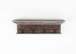 Homeroots 28" Natural Wash Rustic Wood Four Hook Hanging Coat Rack  Mahogany 397662