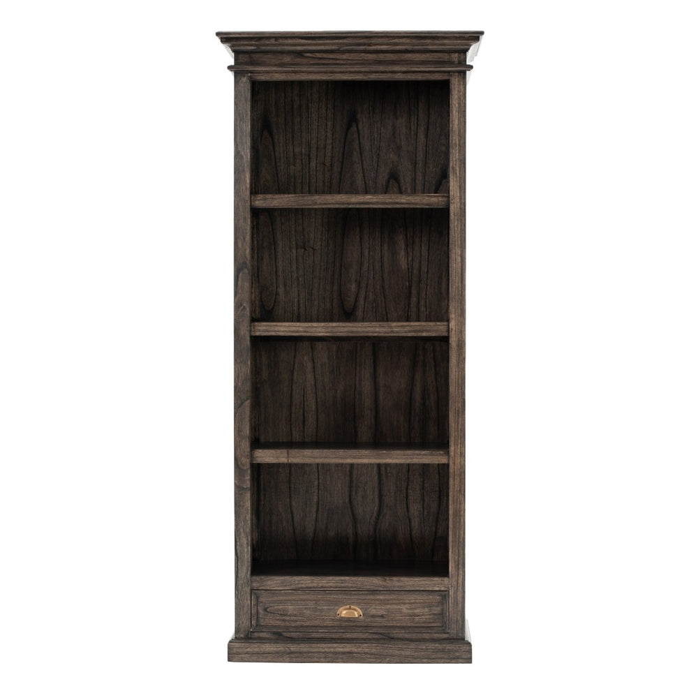 HomeRoots 75" Elegant Brown & Black Four-Tier Bookcase with Drawer - Perfect for Small Spaces & Stylish Storage 397666