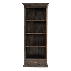 HomeRoots 75" Elegant Brown & Black Four-Tier Bookcase with Drawer - Perfect for Small Spaces & Stylish Storage 397666