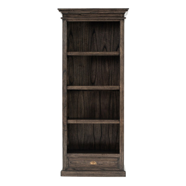 HomeRoots 75" Elegant Brown & Black Four-Tier Bookcase with Drawer - Perfect for Small Spaces & Stylish Storage 397666