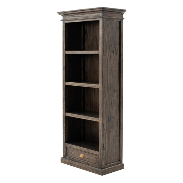 HomeRoots 75" Elegant Brown & Black Four-Tier Bookcase with Drawer - Perfect for Small Spaces & Stylish Storage 397666