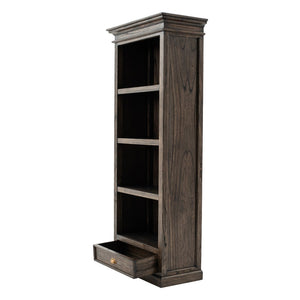 HomeRoots 75" Elegant Brown & Black Four-Tier Bookcase with Drawer - Perfect for Small Spaces & Stylish Storage 397666