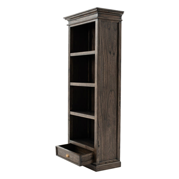 HomeRoots 75" Elegant Brown & Black Four-Tier Bookcase with Drawer - Perfect for Small Spaces & Stylish Storage 397666