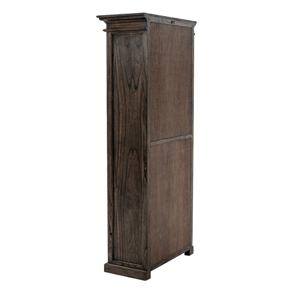 HomeRoots 75" Elegant Brown & Black Four-Tier Bookcase with Drawer - Perfect for Small Spaces & Stylish Storage 397666
