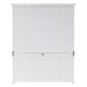 HomeRoots 87" White Wood Bookcase with Glass Doors, Drawers & Rattan Baskets for Stylish Storage Solutions 397667